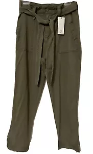 Thread + Supply NEW Paper Bag Olive Pants Sz M Baggie Leg Elastic Waist Lyocell - Picture 1 of 5