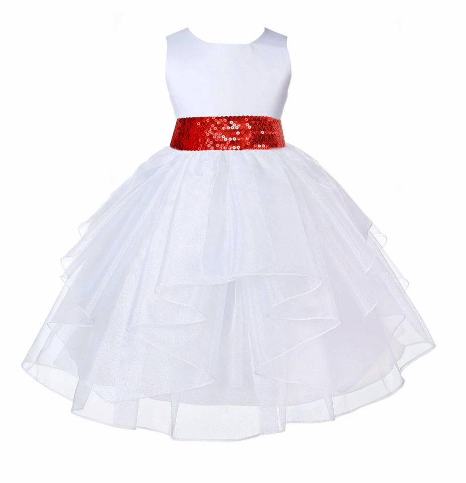 NWT ORGANZA WHITE COMMUNION BRIDESMAID PAGEANT RECITAL WEDDING FLOWER GIRL DRESS - Image 1 of 1