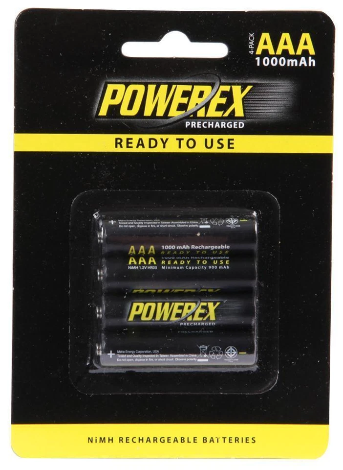 BATTERY,PRE-CHARGED NIMH AAA 1000MAH 4PK - POWEREX - Image 1 of 1