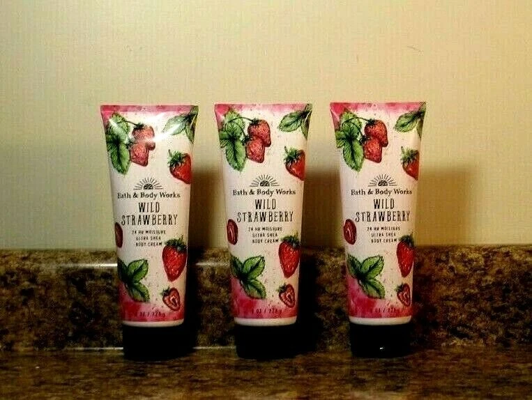 Bath & Body Works Wild Strawberry 24 HR Moisture Body Cream X3 8 Oz