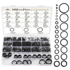 21 Size Rubber O Ring Set,1050 Pcs Black Small O Rings Assortment Kits,Assort... - Picture 1 of 7