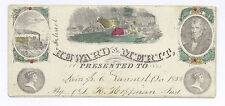 1858 REWARD OF MERIT IN COLOR, WILLIAM HENRY HARRISON, TRAINS, & CATTLE