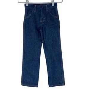 Vintage Rustler Kids Dark Wash Denim Jeans 7 Cowboy Western Country Rodeo Blue - Picture 1 of 6