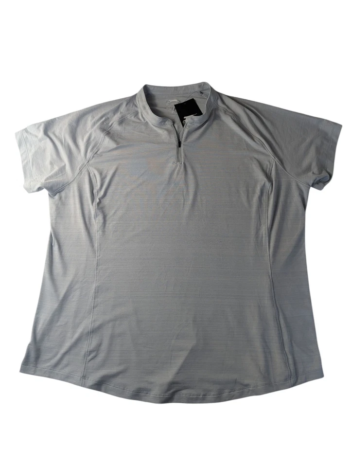Slazenger Women's 2XL HydroDri UPF30 Tech Blade Short Sleeve Zip Golf Shirt Grey