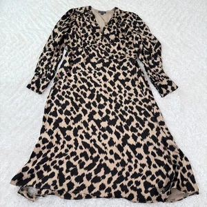 Brooks Brothers Dress Womens 12 Animal Print LS Maxi Lined Cheetah Office Career - Picture 1 of 18