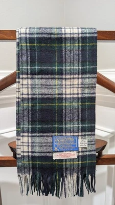 Cachecol unissex Pendleton vintage feito nos EUA xadrez tartan verde 100% lã virgem - Imagem 1 de 4