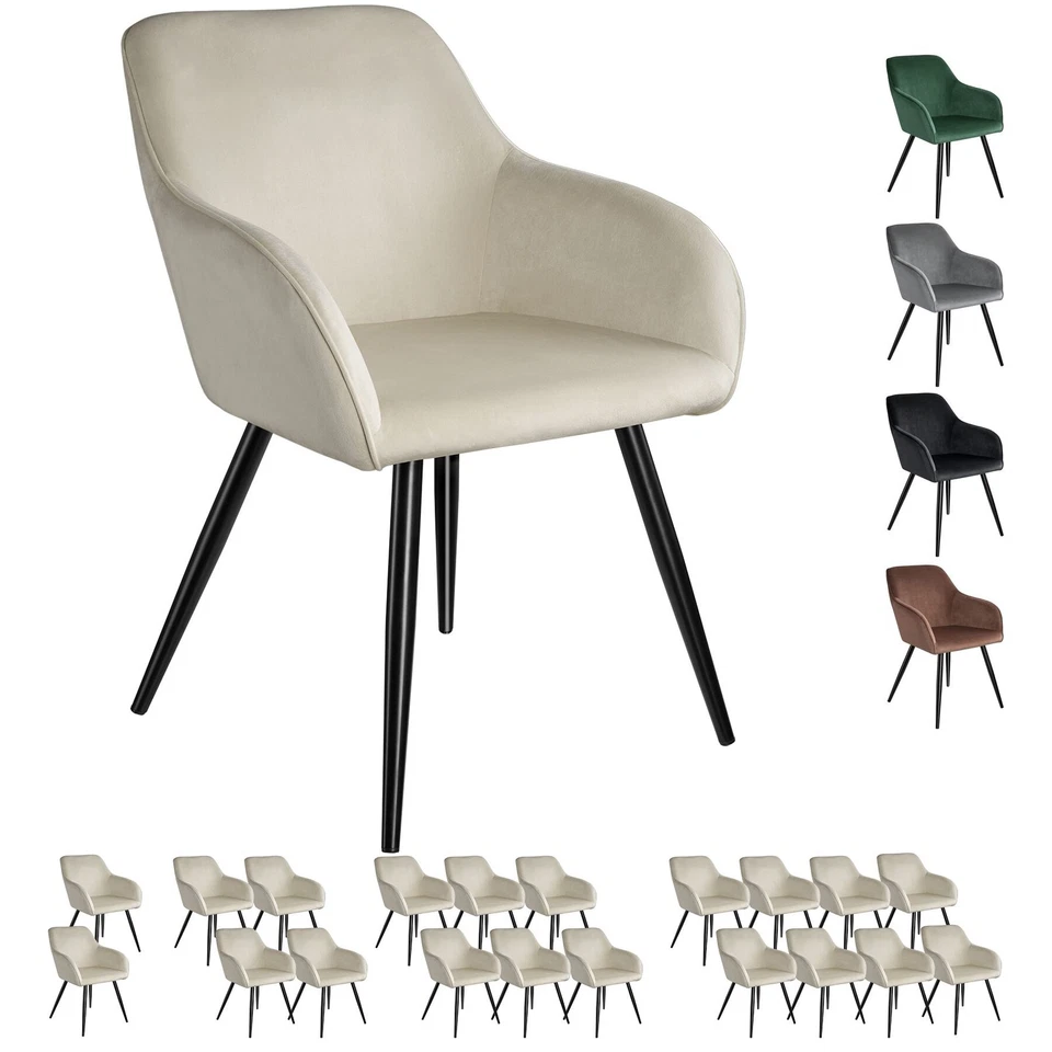 Esszimmerstuhl Küchenstuhl Samt Polster Stuhl Velvet Sessel Metall Beine schwarz - Bild 1 von 1