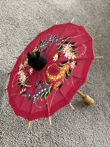 BEAUTIFUL HAND PAINTED MINIATURE ASIAN PARASOL - Picture 1 of 24