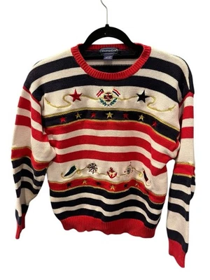 Suéter de Colección Charter Club Marinero Náutico Cuello Redondo Talla Pequeña a Rayas de Navegación Foto 1 de 4