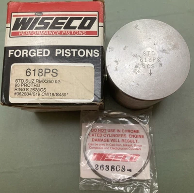 NEW WISECO 618PS PISTON & 2638CS RING SET STD FITS '92-'93 SUZUKI RMX250 - Image 1 of 4