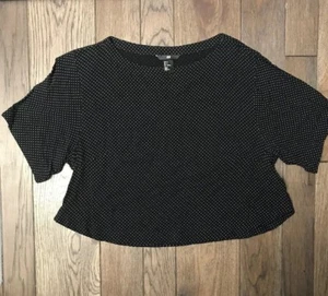 Camicetta donna H&M ampia cropped nera con pois bianchi taglia 4 - Foto 1 di 7