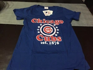 WOMENS 5TH & OCEAN MLB CHICAGO CUBS S/S T SHIRT BLUE SIZE L LARGE NWT - Picture 1 of 2