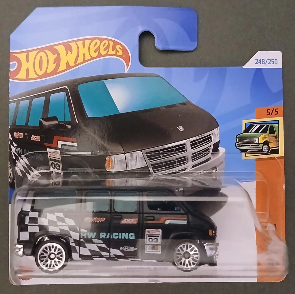HOTWHEELS 2024 DODGE VAN «HW ГОНКИ», ЧЕРНЫЙ, КОРОТКАЯ КАРТА. - Изображение 1 из 1
