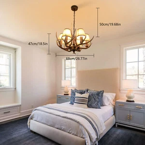 110V LED Vintage Country Antler Chandelier Pendant Lamp Ceiling Mount Fixture - Picture 1 of 23