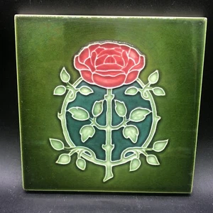 Vintage Maw & Co Art Nouveau Rose Tile England Majolica 6" x 6" *Read* - Picture 1 of 8
