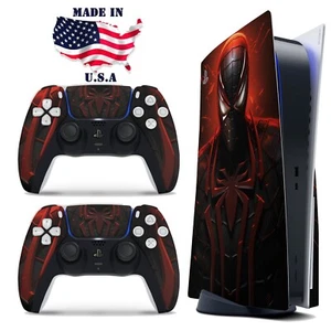 PS5 Disc Version Console & Controller Vinyl Skin Decal Wrap Spiderman - Picture 1 of 3