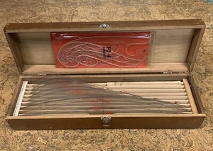 Vintage Bruning Curve Set in Wooden Box Engineering Architect Incomplete w/Bonus - Picture 1 of 6