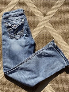 Jeans Plateados ~ Bota Suki Mid Slim ~ Pantalones de mezclilla para damas Talla W28/L 31 - Imagen 1 de 10