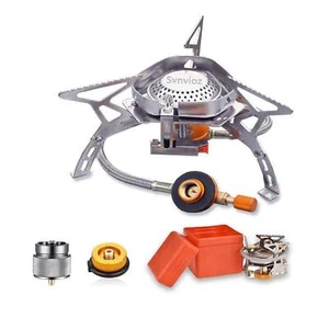 Camping Stove Windproof Backpacking Stove With Piezo Ignition Plastic Storage Bo - Picture 1 of 7