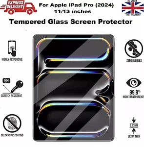 Ultra HD Clear Tempered Glass Screen Protector For iPad Pro 11" M4 A2836 / A2837 - Picture 1 of 5