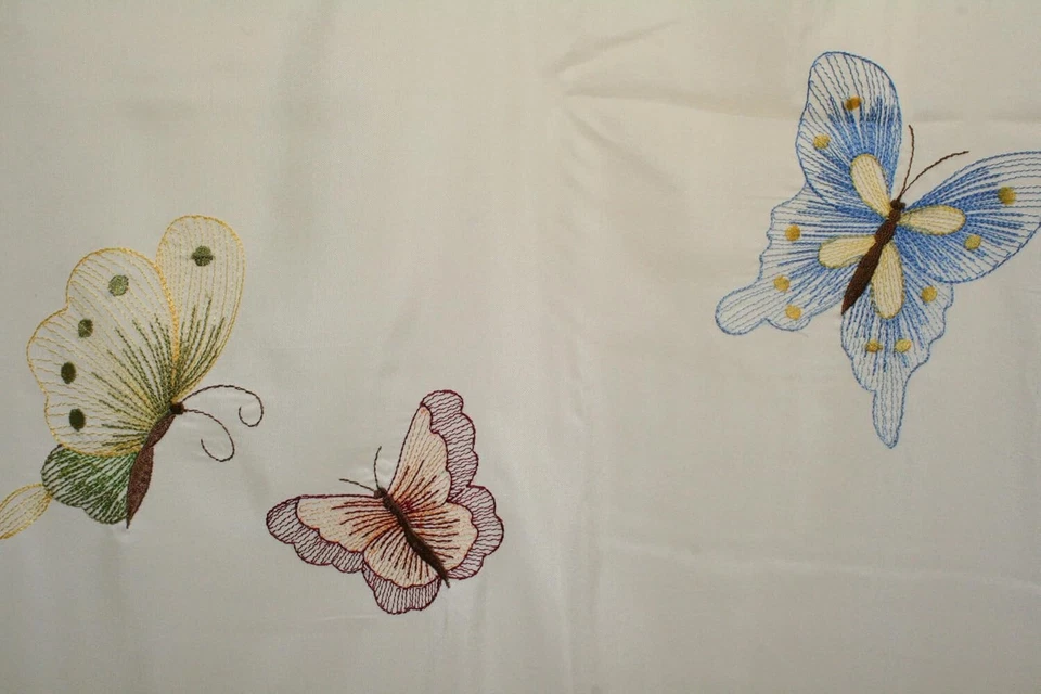 Butterfly Embroidered Fabric Shower Curtain Mariposa 70Wx72L - Image 1 of 4