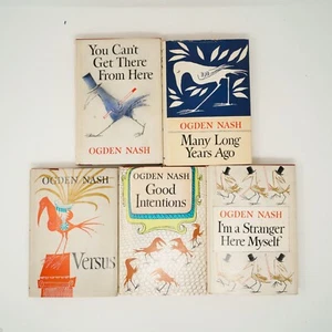 Vintage Ogden Nash Hardcover Book Lot Of 5 Versus Good Intentions Etc - Foto 1 di 4