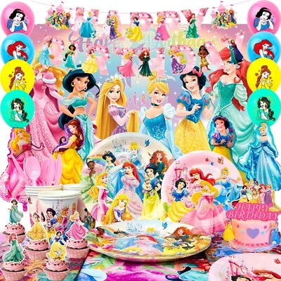 Disney Princess Party Decorations Ariel Cinderella Party Supplies Balloons Plate - Image 1 of 4