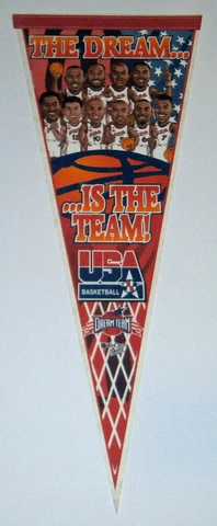 1996 Dream Team II caricature pennant original Shaq David Robinson Karl Malone Cover