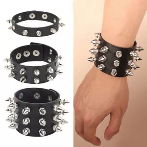 Pulsera Ancha Hombre Punk Spike Tachonado Remache Punk Gótico Motociclista - Imagen 1 de 13