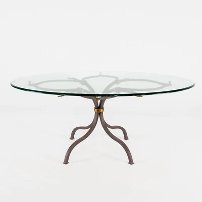 Mesa de centro estilo trébol de hierro y vidrio estilo panadero Foto 1 de 4