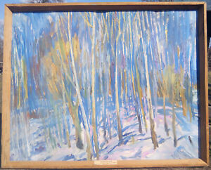 Ukraine Oil painting Birch grove M. Koshel 1980 years