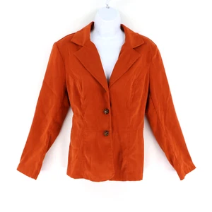 Notations Blazer Jacket Womens Sz L Orange Unique Buttons Shoulder Pads Business - Picture 1 of 7