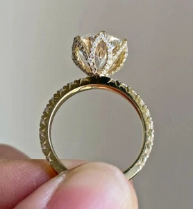 Women's 2.20CT Certified IGLA Round Cut Moissanite Engagement Ring 925 Silver - Picture 1 of 12