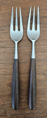 2 Lauffer Norway PALISANDER Dinner Forks Wood Handle Stainless MCM Rosewood - Image 1 of 4