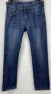 Pantalones de mezclilla Michael Brandon para hombre 30x30 azul ajustados rectos mezcla de algodón lavado oscuro Foto 1 de 4