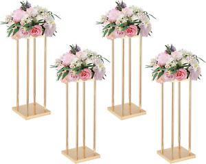 4PCs Metal Flower Floor Vase Stand for Wedding Decorations, Geometric Flower Col
