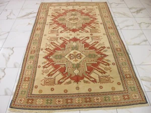 Handmade Vintage Oriental Rug Caucasian Adler Eagle Kazak Wool Area Rug Carpet - Picture 1 of 23