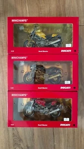 1/12 Ducati Monster x 3 Red, Yellow, Black Minichamps new factory sealed - Picture 1 of 11