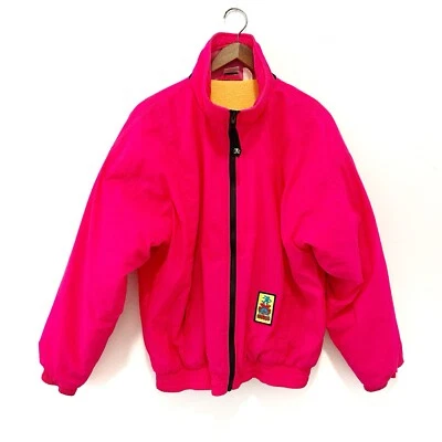 Abrigo forrado de lana de neón vintage OP Ocean Pacific años 80 90 para hombre pequeño Foto 1 de 4