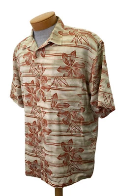 Camisa Hawaiana Roberto Villini XL Extra Grande 100% Seda Campamento Floral Manga Corta Foto 1 de 4