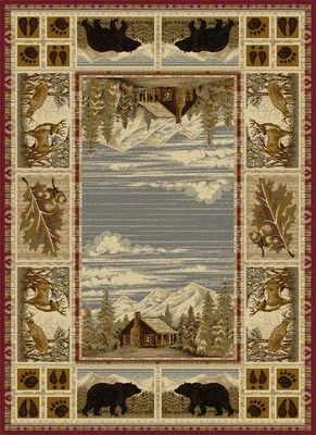 8x10 Red Lodge Forest Paws Bears Boxes Area Rug 6700 - Aprx 7' 10" x 10' 3" - Image 1 of 2