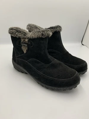 Khombu Women's Black Suede Black Booties Ankle Boots Faux Fur Accents Size 9 M - Image 1 of 4
