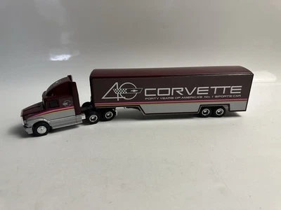1/64 ERTL WHITE/GMC SEMI TRUCK & TRAILER #3797 40TH ANNIVERSARY CHEVY CORVETTE - Image 1 of 4