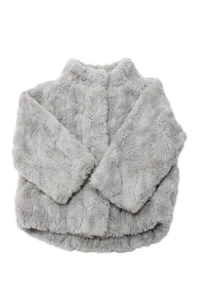 Mayoral Womens Faux Fur Long Sleeves Button Down Jacket Marble Gray Size 4 - Picture 1 of 4