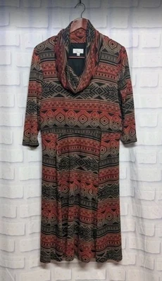 Vestido Suéter Firma Robbie Bee XL Tejido Forrado Capucha Cuello Geométrico Multicolor Foto 1 de 4