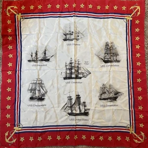 Symphony Scarf Square Scarf 34x34” Ships Anchor USA Congress Silk - Picture 1 of 12