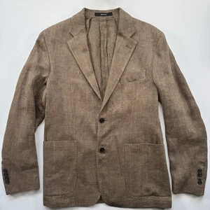 TODD SNYDER Hellbraun Fischgrät Leinen Sport Mantel Blazer Herren 38 S Made Italy - Bild 1 von 21