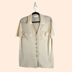 Escada Vintage Knit Button Down Pocket Top - Picture 1 of 5