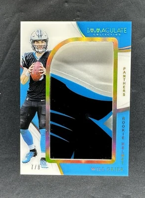2019 Panini Immaculate Collection WVU Panthers Will Grier Rookie Helmet 7/8 - Image 1 of 2