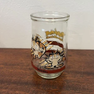 Pokemon #52 Meowth promozionale vintage anni 90 Welch's Glass Jelly Jar Nintendo 1999 - Foto 1 di 7